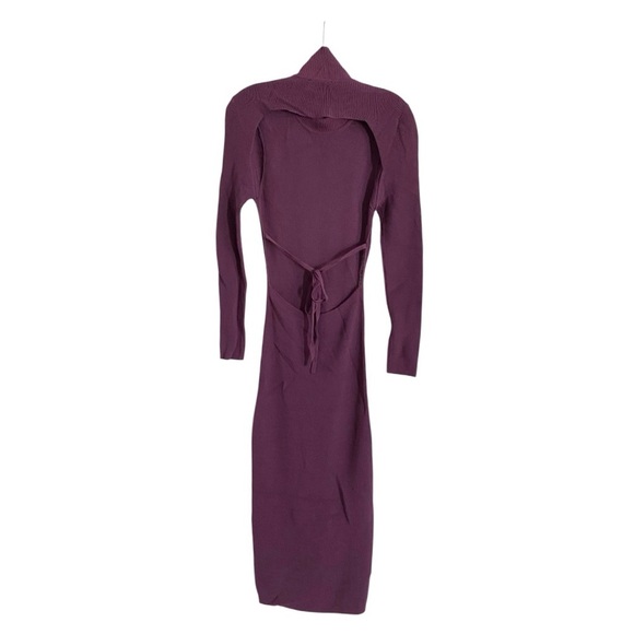 Bardot Santi Backless Sweater Dress Midi Long Sleeve Burgundy Rib Knit Size S - Picture 6 of 9